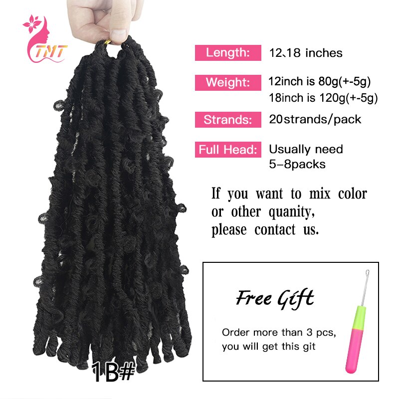 Synthetic Butterfly Locs Crochet Hair Braids For Black Women 18Inch Butterfly Bob Locs Crochet Braids Hair