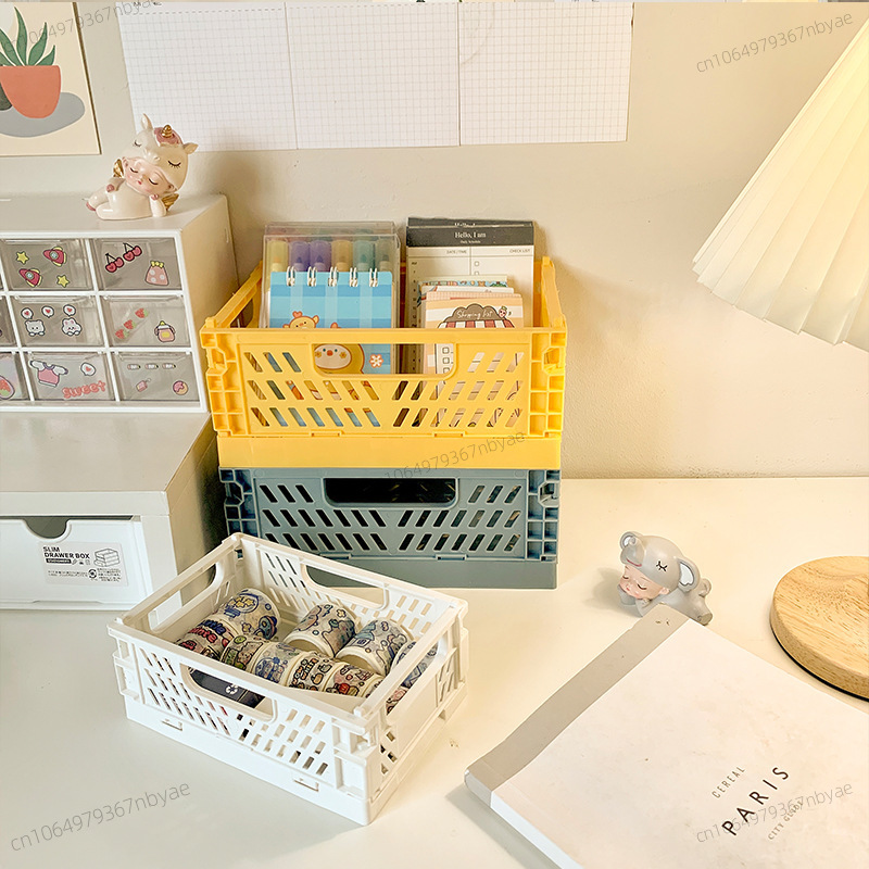 Faltbare Aufbewahrungskiste aus Kunststoff, zusammenklappbarer Boxkorb, stapelbar, niedlicher machen-hoch-Schmuck, Spielzeugboxen für Aufbewahrungsbox, Organizer, tragbar