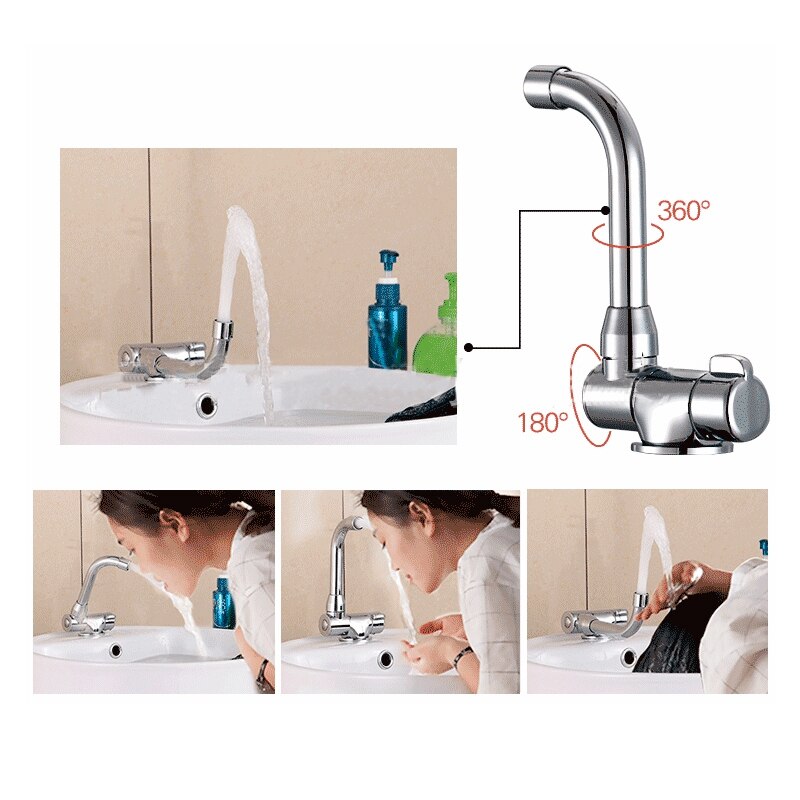 RV Accessories RV Folding 360 Rotation for Bathroom Deck Caravan Boat Mounted Faucet Kitchen Cold & Water Tap Universal 004
