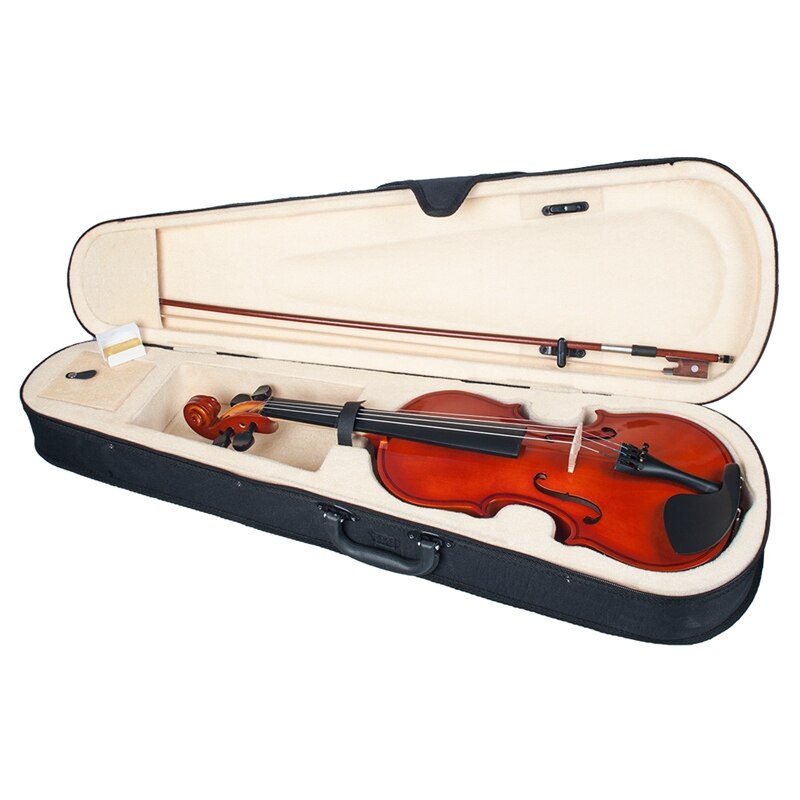 Naomi Full Size 4/4 Viool/Fiddle Student Viool Basswood Viool Kit + Bridge + Rosin + Case + Bow natuurlijke Kleur Voor Beginner