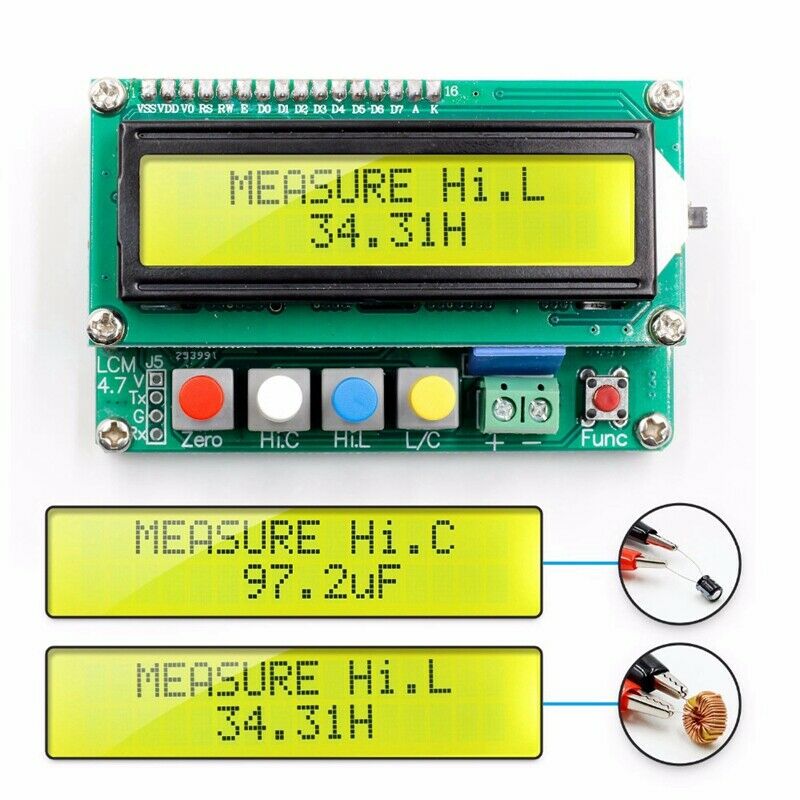 LC100-A digital lcd alta precisão indutância capacitância l/c medidor capacitor instrumentos de teste + clipe de teste