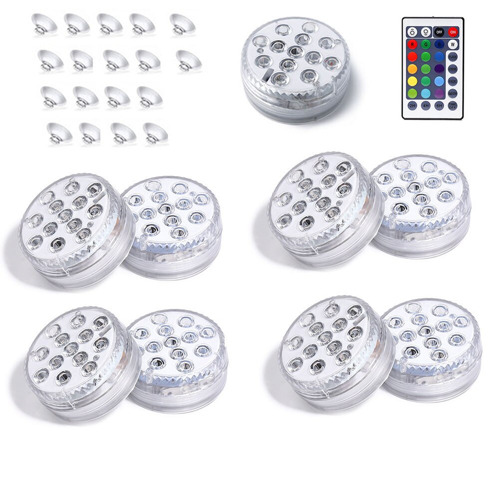 Onderwater led-lamp met 13 leds rgb, onderwatervislamp, op batterijen werkend, infrarood afstandsbediening, draadloze, meerkleurige badlampen: 9 stuks / Met batterij