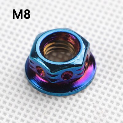 304 stainless steel screw electroplating M6 M8 outer hexagonal hollow flange head burnt titanium burnt blue electric motorcycle: M8 Nut