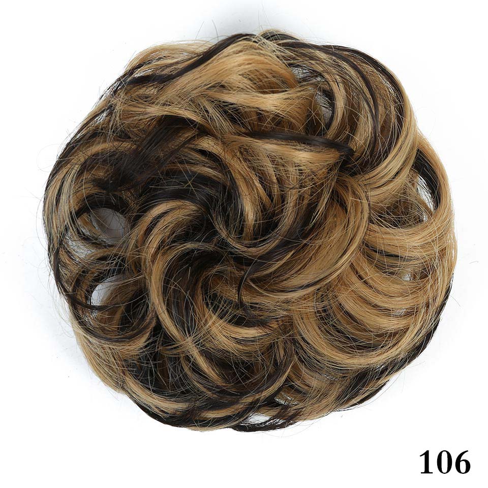 Manweisynthetic rodet chignon donut gary brun farve hår knolde pude elastisk hår reb gummibånd hår extensions: 106