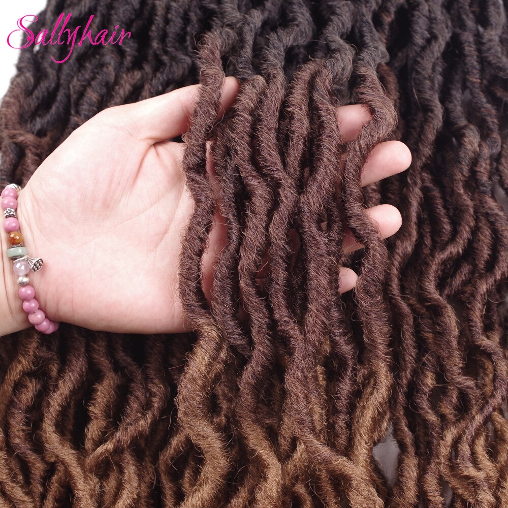 Sallyhair Faux Locs Curly Crochet Braids Hair Extensions 24 strands/pack Ombre Synthetic Braiding Hair 18inch