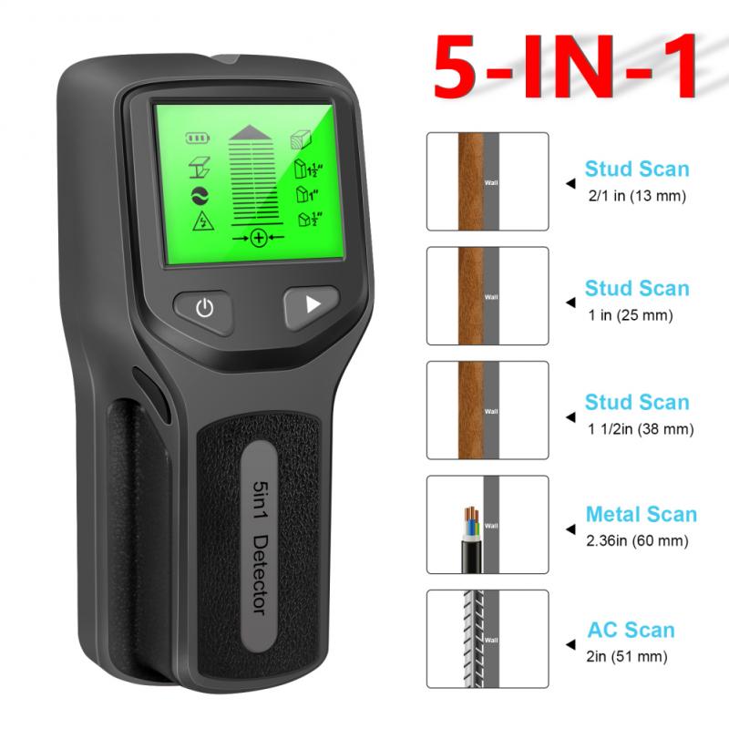 5 IN 1 Digital Metal Detector Multifunction Wall Scanner AC Wood Wall Stud Finder Copper Detect Wall Scanners Instr: Default Title