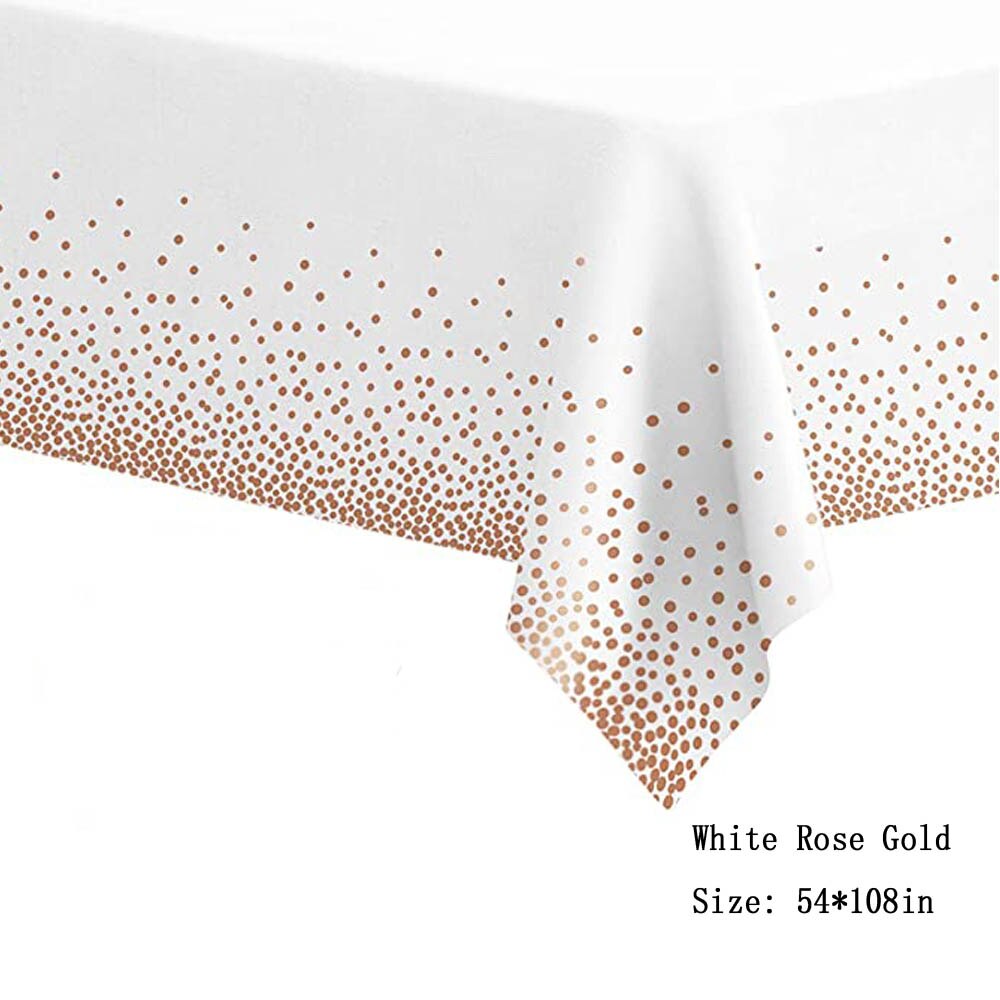 Gelukkige Verjaardag Feestartikelen 54X108 In Roze Stip Confetti Tafelkleed Wegwerp Tafel Cover Bruiloft Decoratie: White Rose Gold