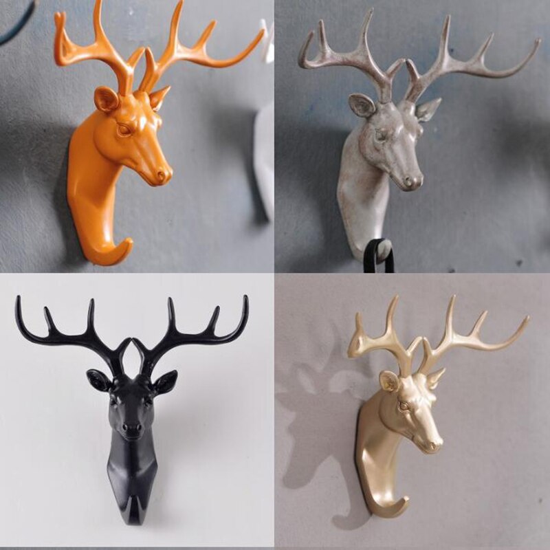 Amerikaanse stijl decoratieve haak dier hertenkop model wandhaak kapstok wanddecoratie sleutel opbergrek deurhaak 04286