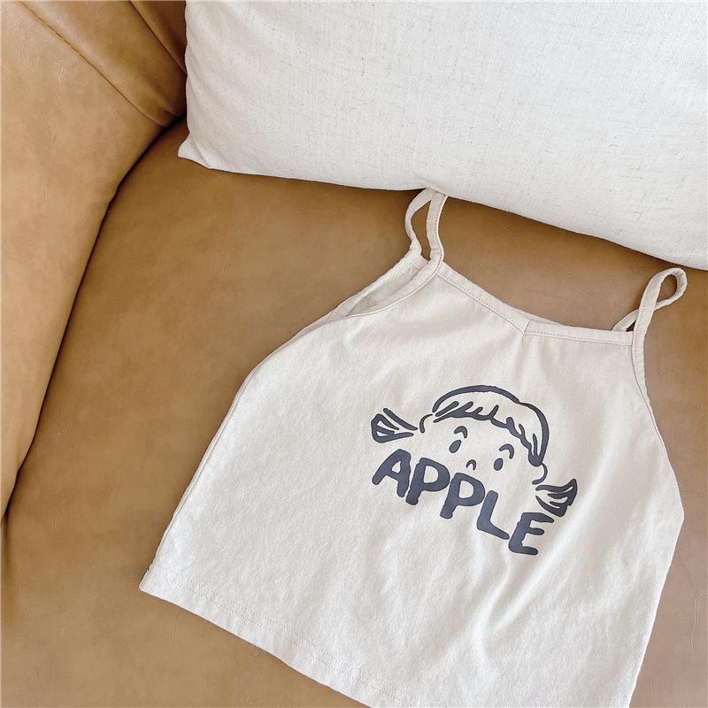 Canotte per bambini di nuovo arrivo Kid Girl Cute Doll alfabeto stampa top senza maniche Baby Boy Fashion semplice cotone Cool Sling: beige / 12M 80cm