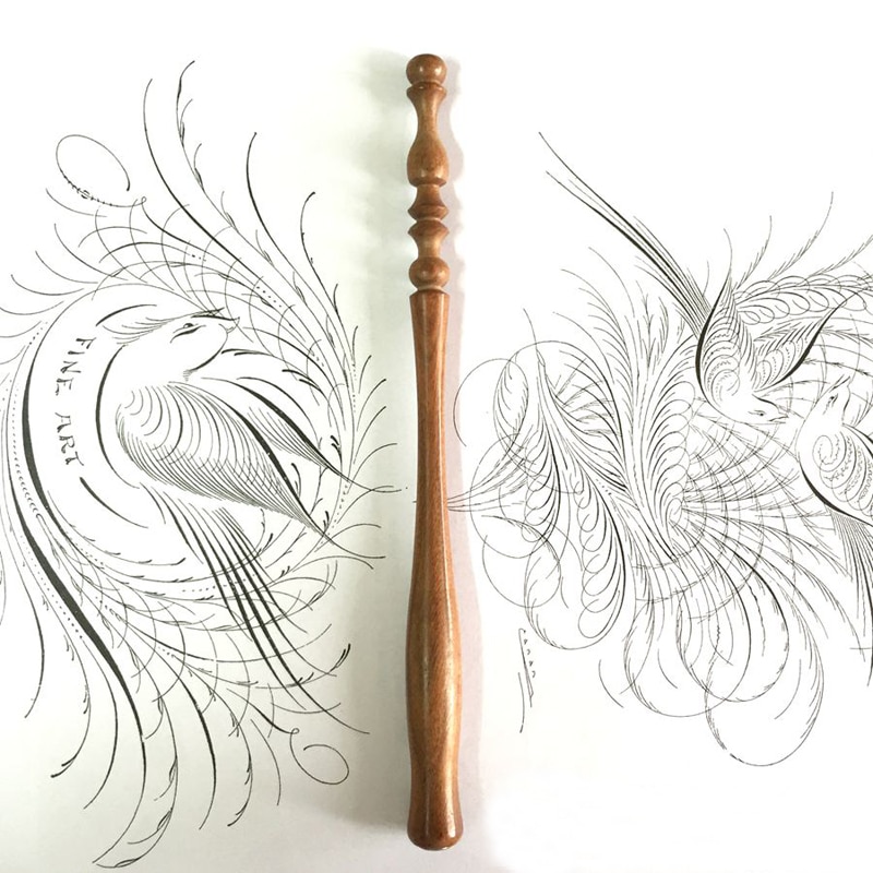 English Wood Carving Calligraphy Straight Dip Pen Holder Body Italy Gothic Dip Pen