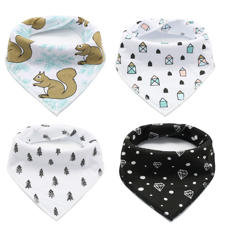 HappyFlute 4 stuks veel burp slabbers speeksel handdoek Pijl dier cartoon burp doeken driehoek katoen bandana accessoires