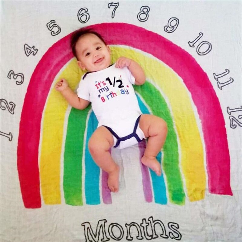 Newborn Photography Prop Baby Monthly Growth Milestone Blanket Photography Background Towel Memory Carpet Baby Colourful Ma