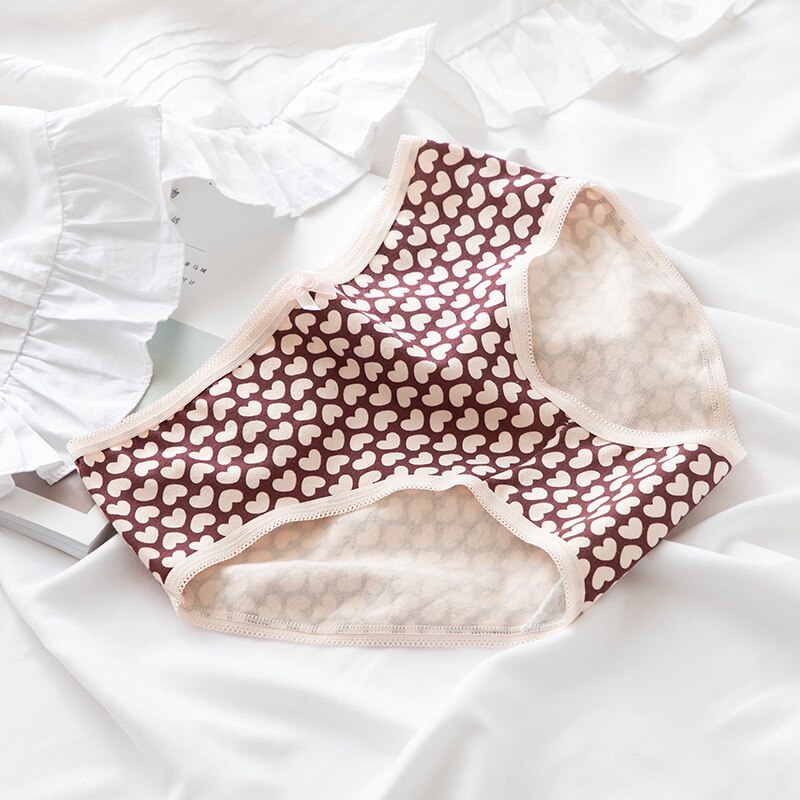 5 pz/lotto mutandine taglie forti biancheria intima per ragazze slip in cotone carino amore mutandine rosse Lingeries studenti mutande mutandine femminili
