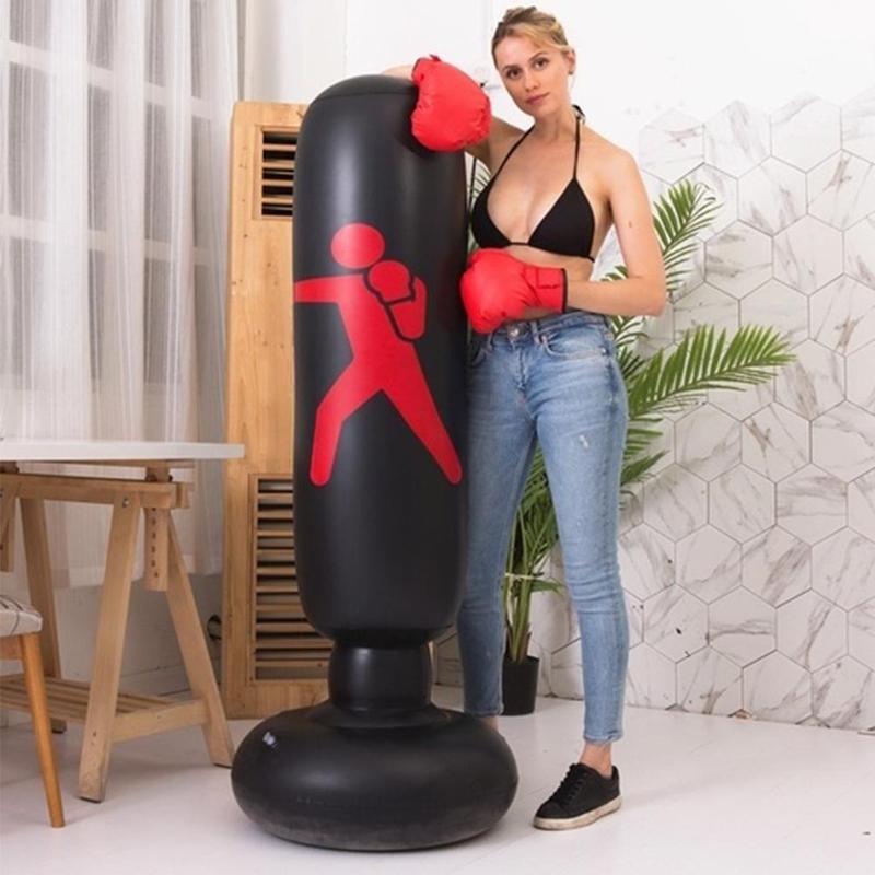 sac de sable de boxe gonflable Stress poinçonnage tour sac de sable dos rebond Fitness sac d'entraînement pression de soulagement debout O3L2