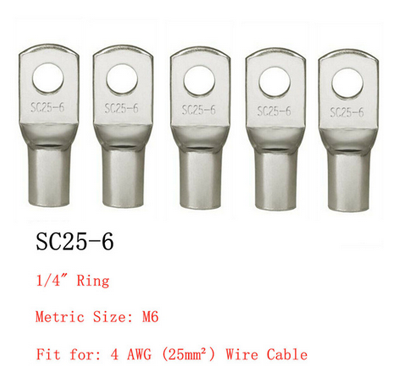 20 Stuks 4-25Mm Assortiment Vertinde Koperen Lugs Ring Crimp Terminals Batterij Draad Laskabel Connectoren Kit: Cyaan