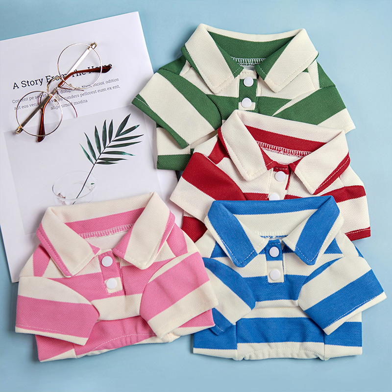 Camiseta Polo para perro, ropa fresca de verano, sudadera a rayas, Yorkie, Chihuahua, ropa para cachorro, chaleco para perros pequeños y medianos, disfraces