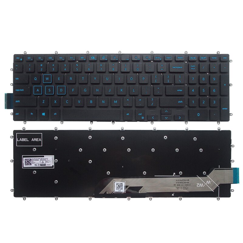 Teclado para portátil Dell G3 15 3579 3779 G5 15 5587 G3-3579 3779 G5-5587 serie, teclado Blanco/azul/rojo,: Blue