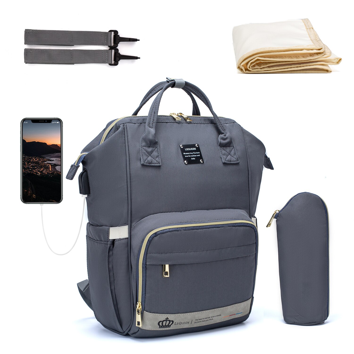 Lequeen Nappy Backpack Bag Mummy Large Capacity Bag Mom Baby Multi-function Waterproof Outdoor Travel Diaper Bags For Baby Care