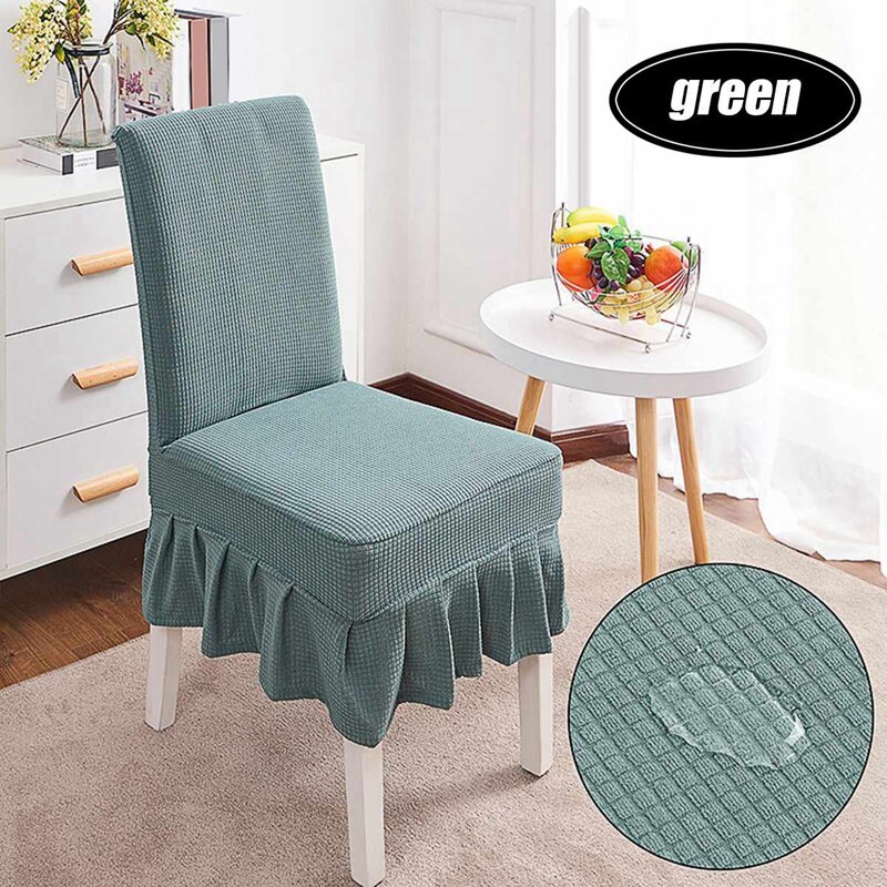 Waterproof Stretch Solid Color Skirt Dining Table Chair Cover Restaurant Chair Cover Skirt Stool Cover