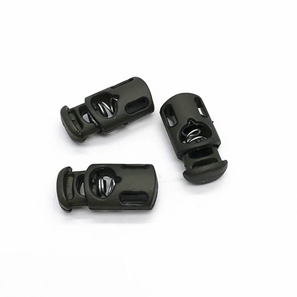50Pcs Candy Colors Cord Lock Single Hole Drawstring Spring Cord Stopper For Paracord Garment Shoelace Rope Parts: army green