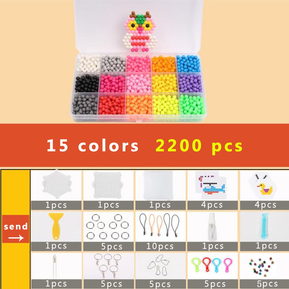 Dollryga diy perler sett 3d cuentas hama perler 5mm 4400 stk pegboard aqua perlen puslespill til gutt armbånd veving bånd jente: 2200 stk