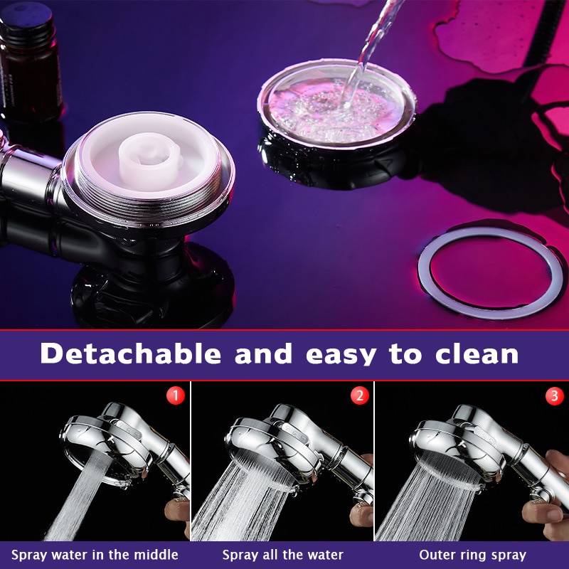 Hand-held Rainfall Shower Head Adjustable High Pressure Bathroom Accessories Portable Removable Bath Water Filtration Showerhead