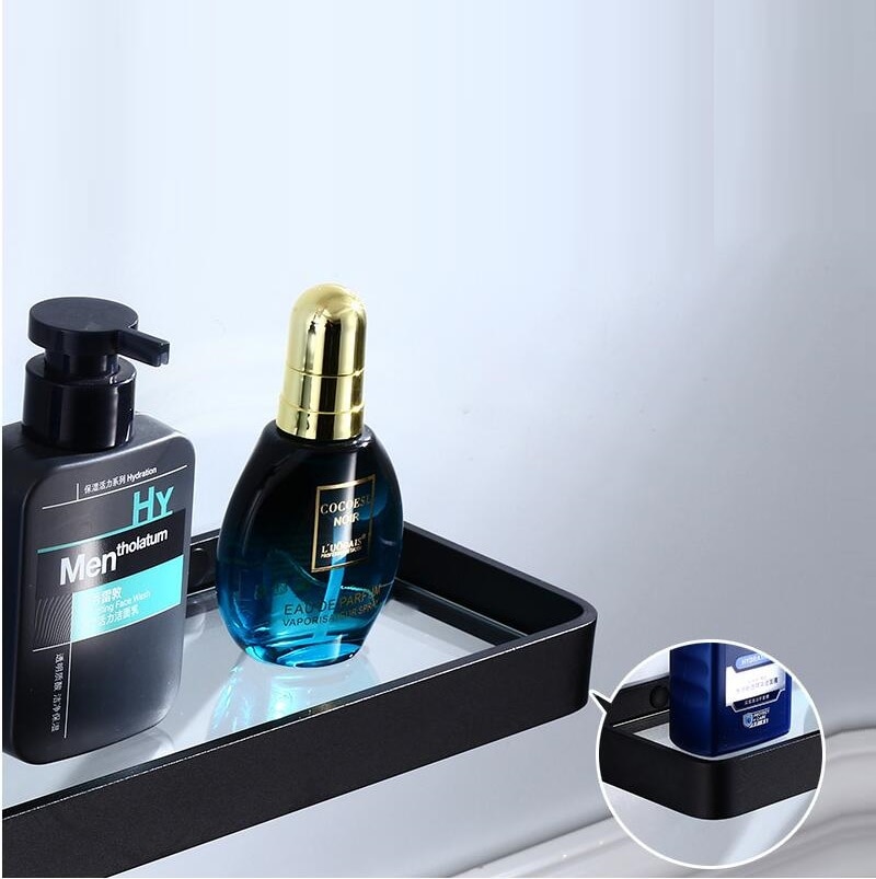 Glass Shelf,Square bathroom glass shelves,Black Bathroom Shelf Aluminum 20CM 25CM 30CM 35CM 40CM 45CM Shower room Rack