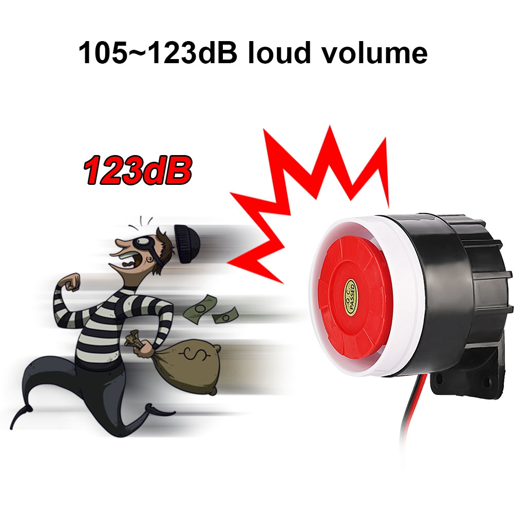 DC 12V Indoor Ear Piercing Siren Mini Alarm Horn Home Security System