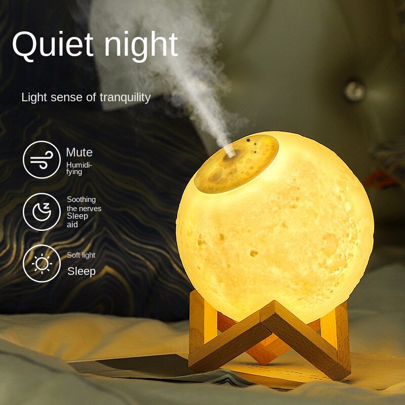 880ML Moon Lamp Ultrasound Air Humidifier Essential Oils Office Desktop Air Purifier Purification Vapor Nightlight Evaporators