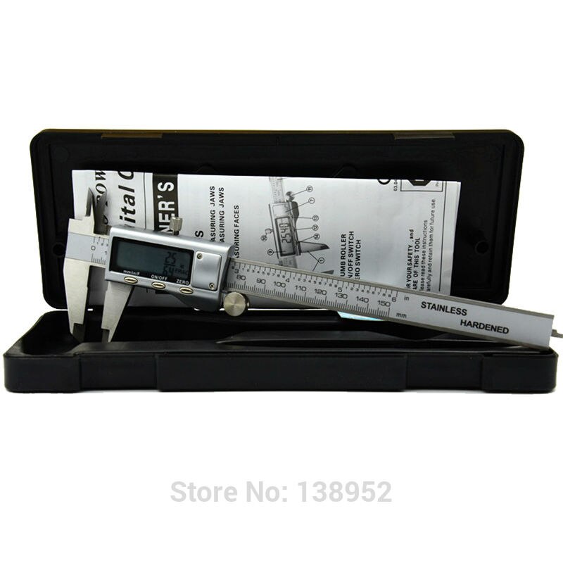 6" DIGITAL ELECTRONIC CALIPER LARGE DISPLAY METRIC, INCH, FRACTIONAL READOUT
