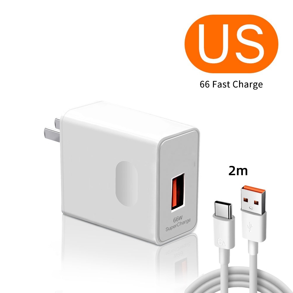 Chargeur Super rapide 66W 6A pour Huawei Mate 40 50 60 P50 P60 Nova 9 10 Honor 90 100 Magic 5 Lite 6 Pro Type C, câble de charge rapide: AU