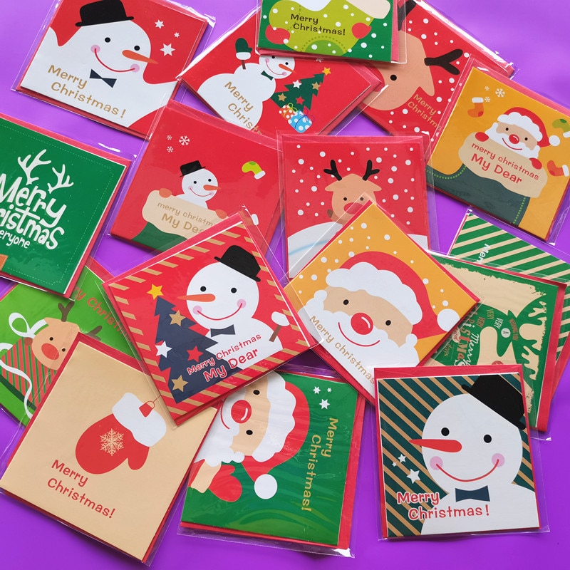 24 Set/partij Mix Stijlen 24 Pcs Card + 24 Pcs Envelop Mini Kerstkaarten Beschrijfbare Kaart Diy Decoratie Kaart