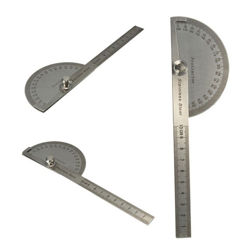 10cm måle- og måleværktøjer vinkelmåler 0-180 graders rundhoved lineal i rustfrit stål