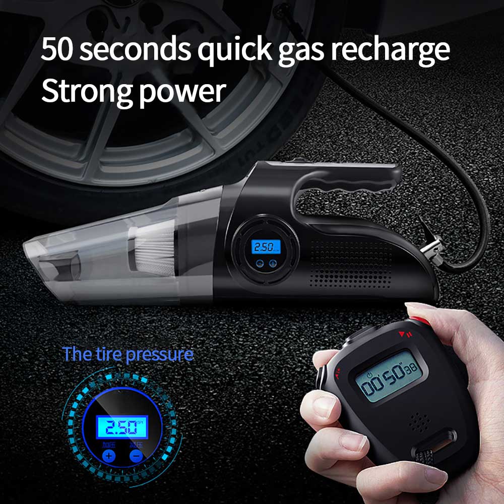 4 In 1 Auto Stofzuiger Handheld Tire Inflator Draagbare Luchtcompressor Met Digitale Band Manometer Led Display