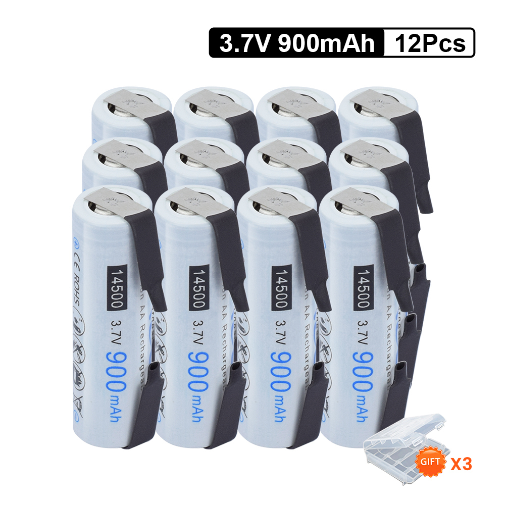 PALO 14500 Li-ion Rechargeable Batteries 3.7V AA Battery 14500 with welding tabs for Led Flashlight Headlamps Toys Top Head: Yellow