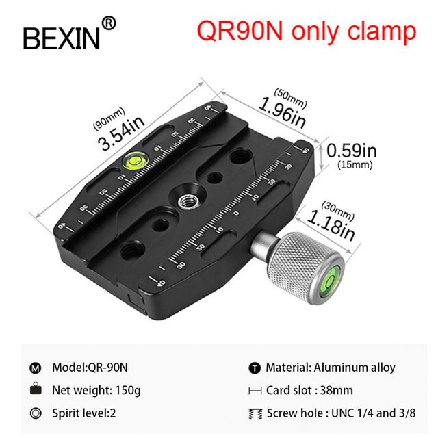 BEXIN QR Series Tripod Ball Head Adapter Aluminum Alloy Quick Release Splint Clamp for Arca Swiss Dslr Camera Ball Head: QR90N