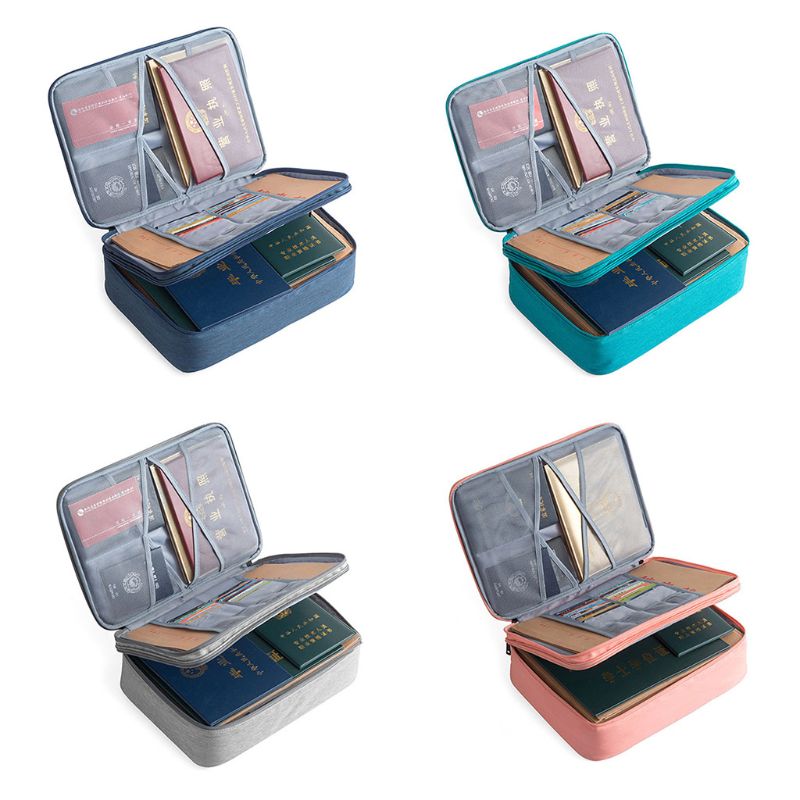 Double Layer Document Ticket Bag Zipper Storage Large Capacity Certificates Files Organizer Home Travel