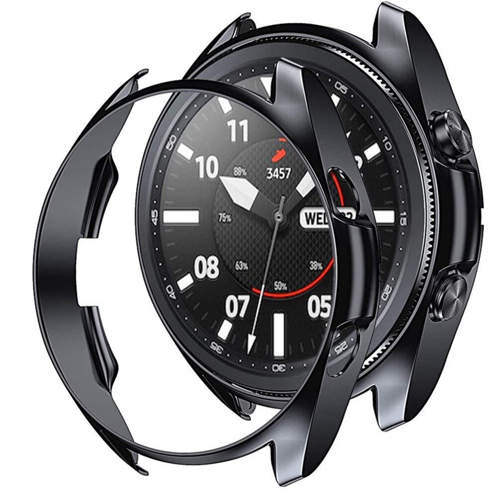 Voor galaxy watch 3 45mm hoesje zachte tpu beschermer schokbestendige hoes voor samsung galaxy watch 3 41mm hoesje bumper watch 3 hoesjes shell: Zwart / Galaxy watch 3 45mm