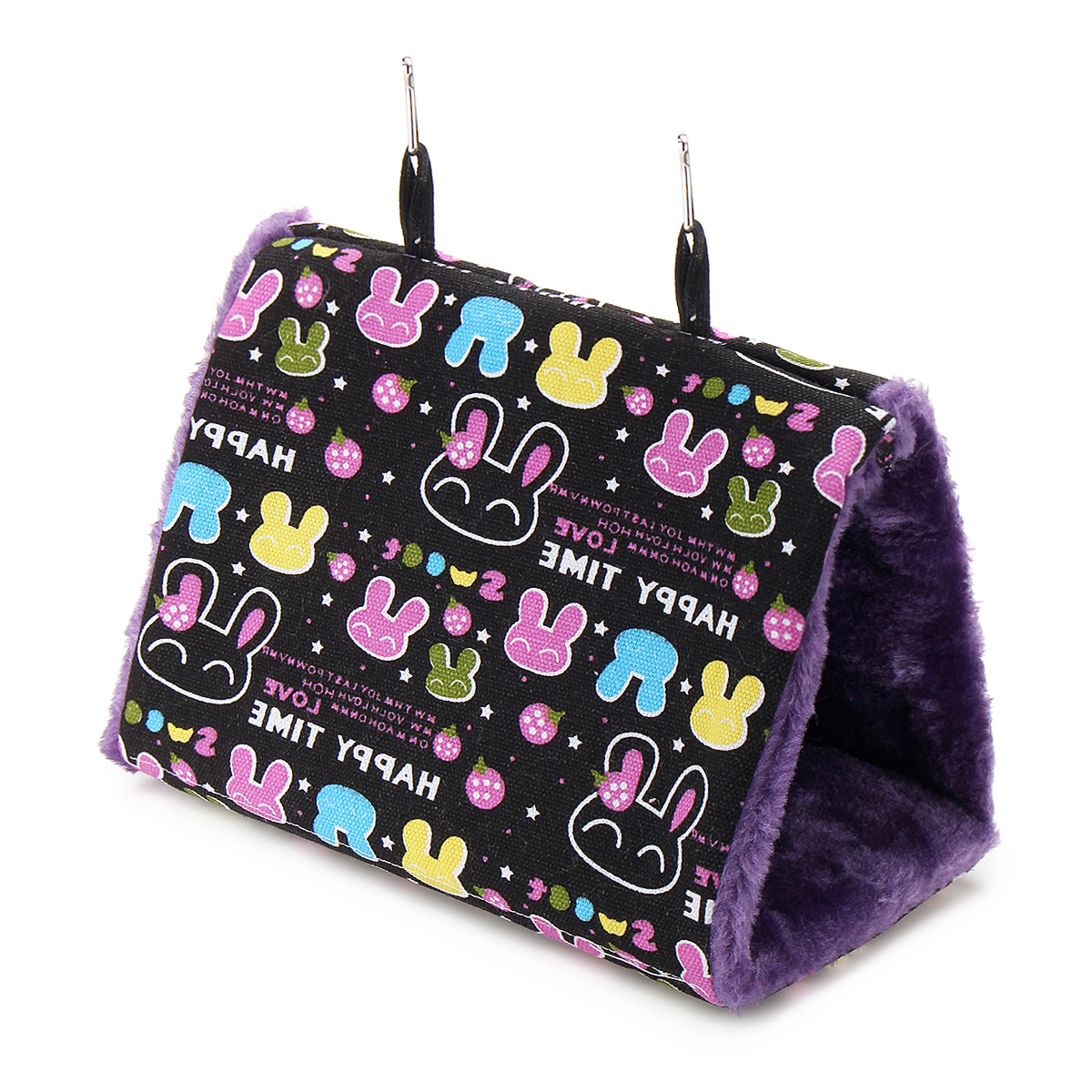 Plush Bird Parrot Hammock Warm Hanging Bed For Pet Cave Cage Hut Tent Toy House Pet Bird Parrot Parakeet Budgie: Black rabbit / M