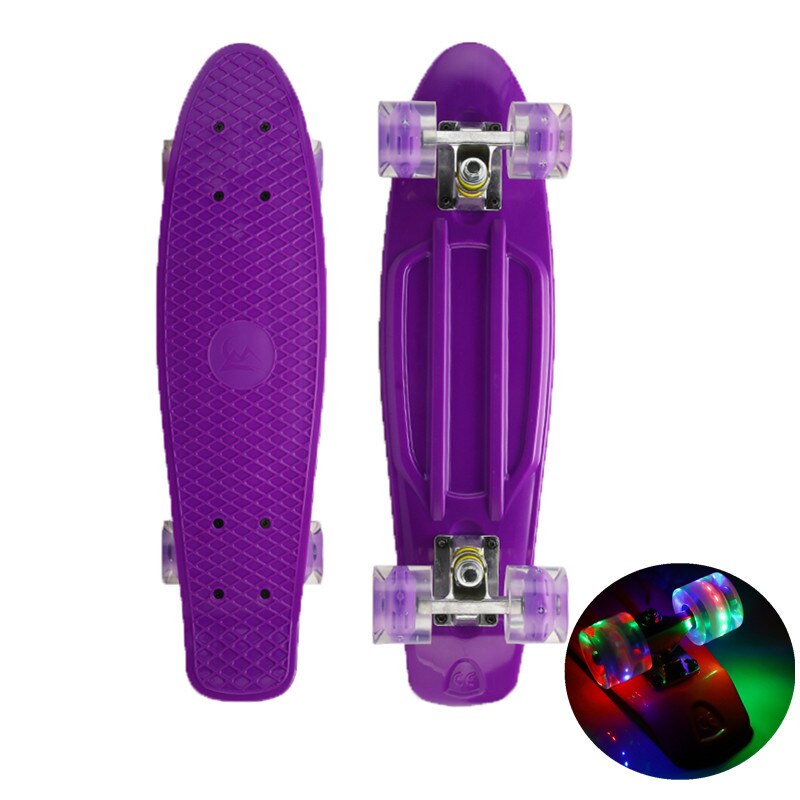 22 tuuman rullalauta vilkkuva valo mini cruiser rullalauta muovinen longboard banaani kalalauta katu ulkourheilu tytölle pojalle