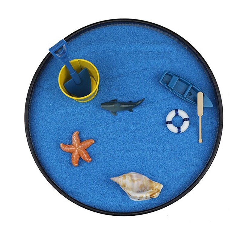 Sea World Zandbak Mini Zen Tuin De Ocean Sea Life Strand Desktop Decoratie Ontspanning Meditatie Spelen Zand Doos Speelgoed