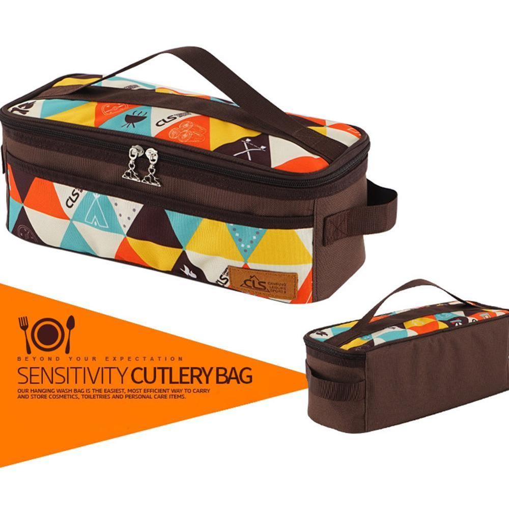 Bolsa de almacenamiento de utensilios de cocina para acampar al aire libre, menaje para barbacoa, bolsas para el armario, organizador portátil de lavado, equipaje, Picnic, Q7J6