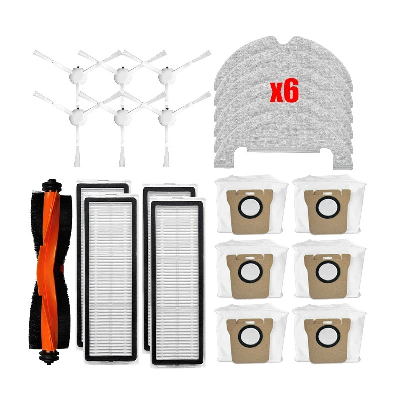Piezas de Robot aspirador Xiaomi X10, Cepillo Lateral principal, filtro Hepa, paño de mopa, bolsa de polvo, accesorios de repuesto: Borgoña