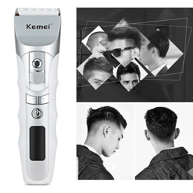 Kemei Elektro Barbier Haar Haarschneidemaschine Trimmer Für Männer Haircutter LCD Anzeige Wiederaufladbare Haar Schneiden Maschine Titan Stahl Klinge