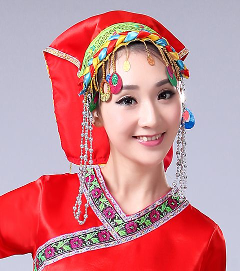 Red Blue Tassel Miao Headpiece Hmong Minority Hat Traditional Dong Nationality Dance Head wear Festival Performance Headdress: 5