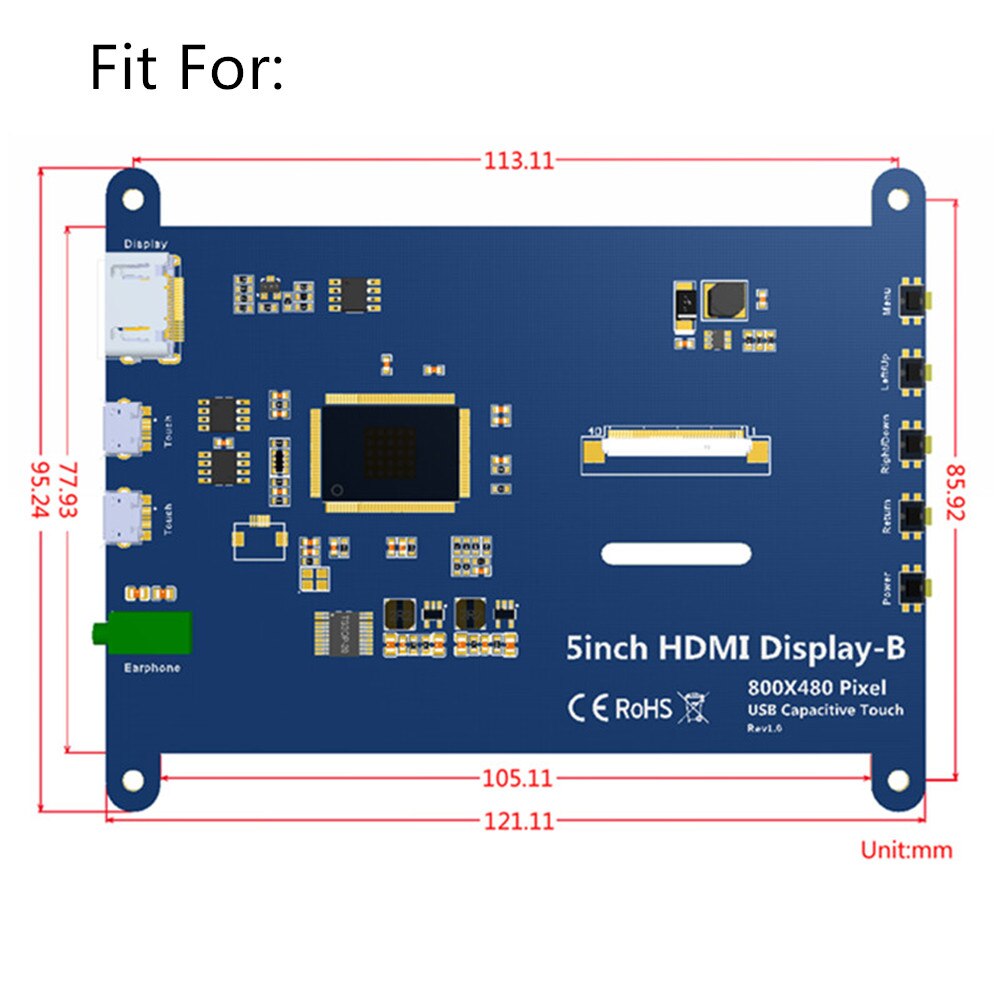 5 Inch Hdmi Display Case Lcd Hd Capacitieve Touchscreen Stand Voor Raspberry Pi