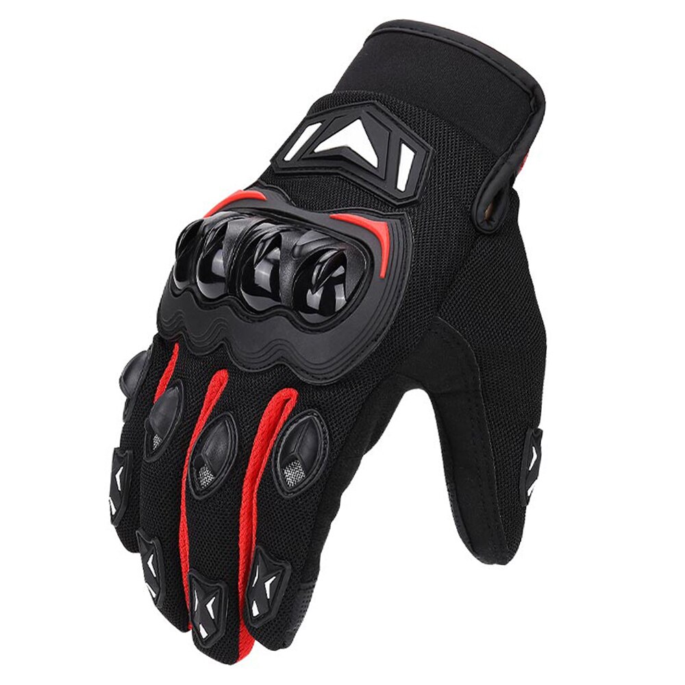 KEMiMOTO – gants de Moto en cuir pour hommes et femmes, pour écran tactile, protection cyclisme, printemps-été, Luvas: Glove B Red / M