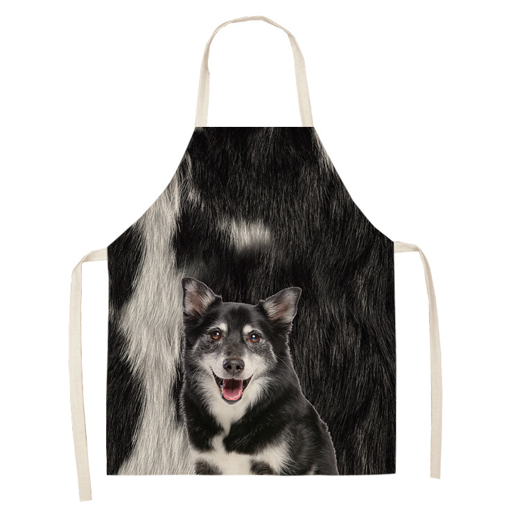 Delantal de cocina para padres e hijos precioso perro foto impresa sin mangas algodón Lino Delantales para hombres mujeres hogar Herramientas de limpieza