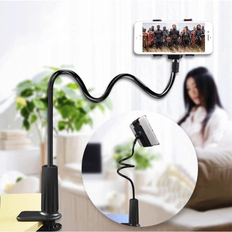 1pc Gooseneck Bed Phone Holder Stand 360°Rotation Adjustment With Spring-loaded Slip Lazy Flexible Mount Holder Bracket