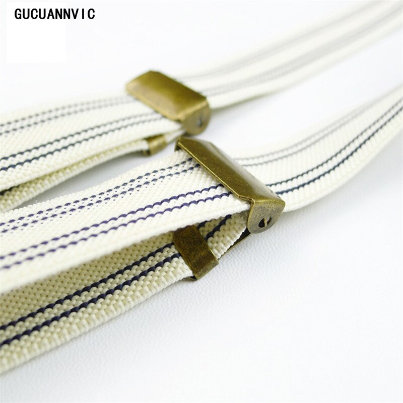 Læderbånd striber elastiske 4 knapper seler mænd og kvinder bronze knapjustering fritid